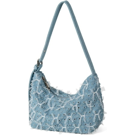 CoCoMangos Denim Purse  Jean Purses for Women Denim Handbag Hobo Shoulder Bag
