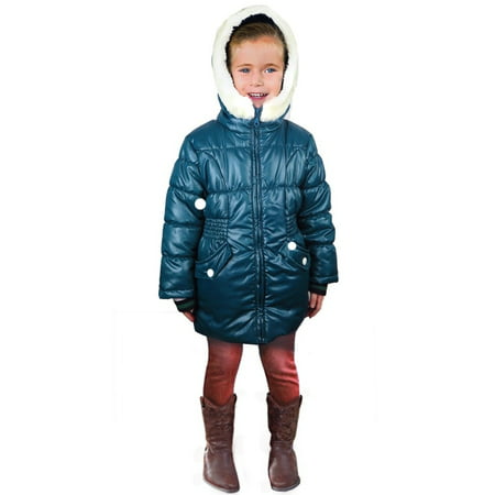 GIRLS FASHION WINTER COAT INSULATED FLEECE-LINED HOODED WEATHERPROOF PUFFER (Best Insulated Winter Coats)