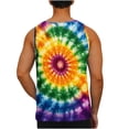 thumbnail image 4 of qelini Mens Tank Tops Long Muscle Shirt Crewneck Sleeveless Quick Dry Shirt Vest Tie-Dye Print Cloths, 4 of 6
