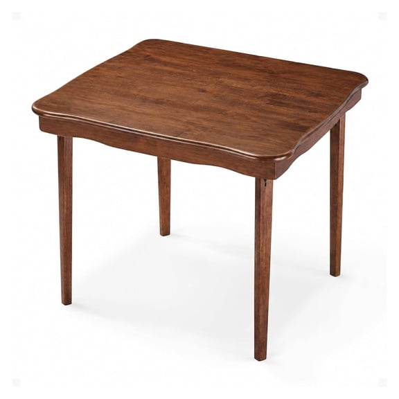 Folding Card Table, Fruitwood – Square Game Table for Parties & Small Spaces – Durable Solid Wood Construction, Scalloped Edge, Portable Design