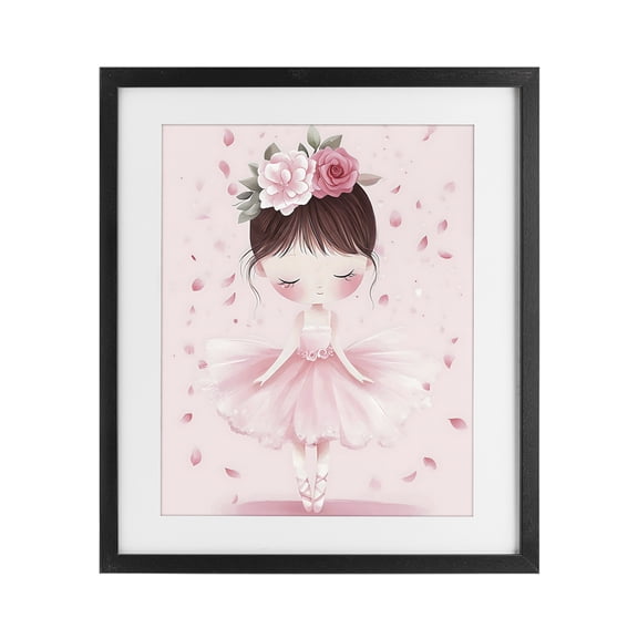 Stupell Industries Cottage Ballerina With Floral Headdress Black Framed Print Under Glass, 13 x 16, by Creative Studio