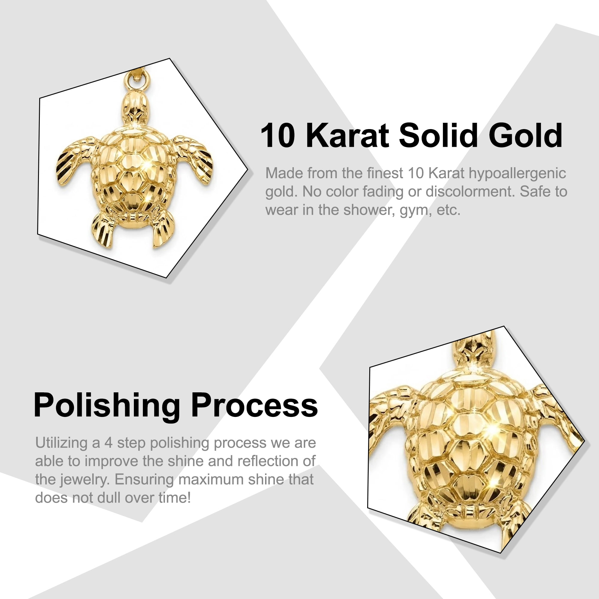 Charm America - Gold Mini Turtle Charm - 10 Karat Solid Gold - Great Gift For Animal Lovers, Turtle Lovers, Birthdays and More!