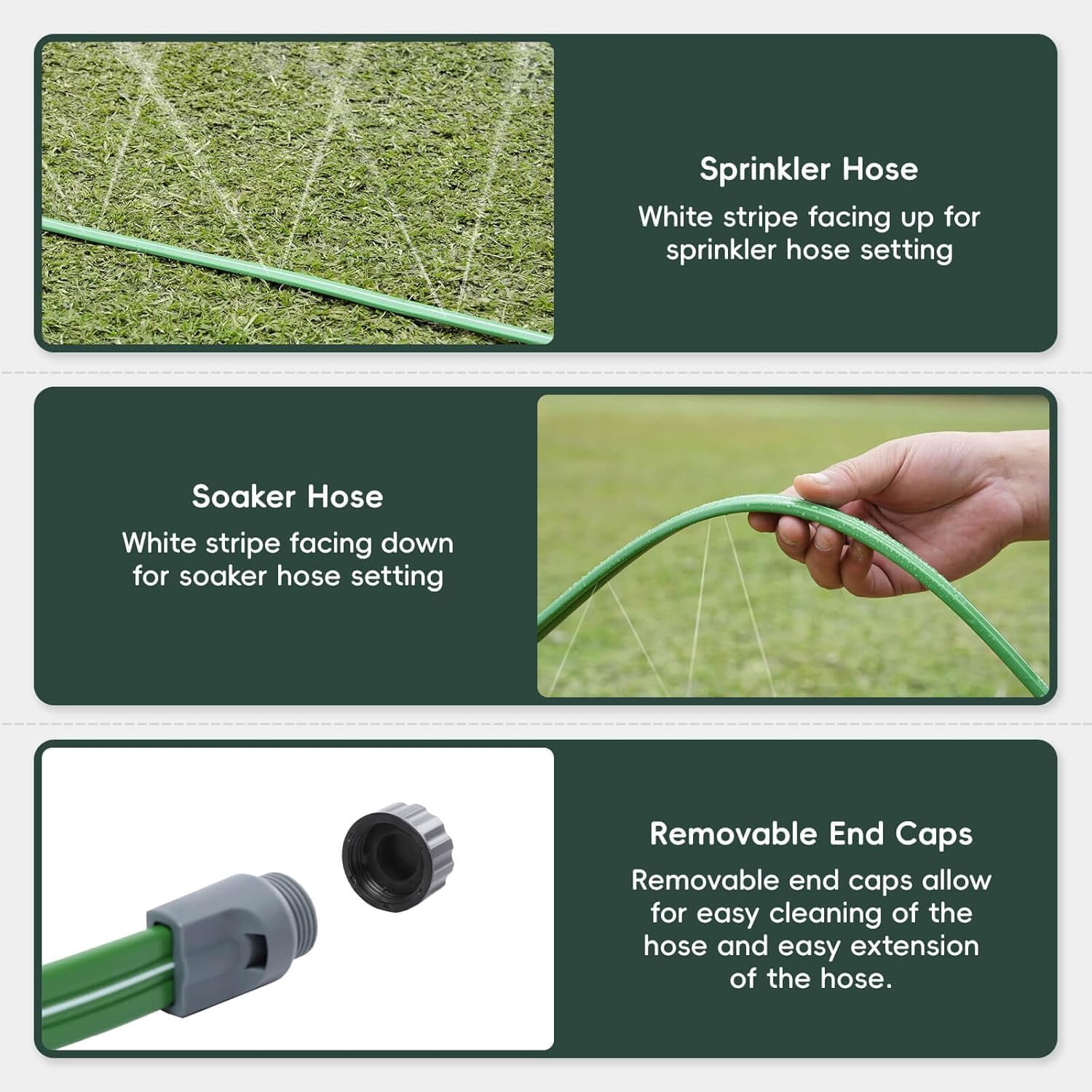 MKEUDQ-50 FT Sprinkler Soaker Hose for Garden Lawn Effortless Watering, Heavy-Duty No-Kink Irrigation Hose with Holes, More Energy Efficient Irrigation Systems, Ideal for Gardens, Yards