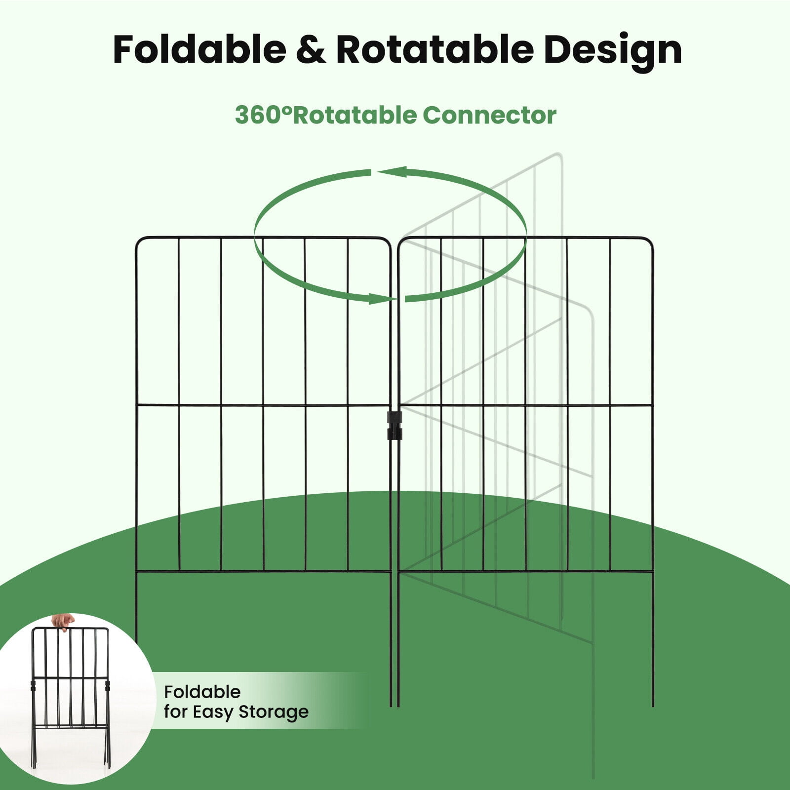 Amijoy 25 Pack Decorative Garden Fence, Total 27ft(L) x 24in (H) Garden Animal Barrier Fence, Rustproof Metal Wire Fencing