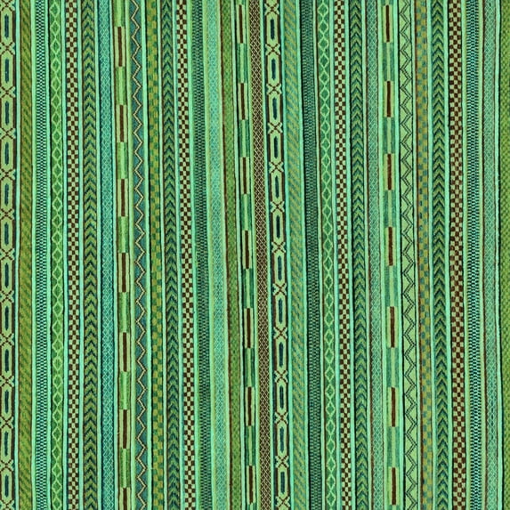 Ahgly Company Machine Washable Indoor Square Oriental Turquoise Blue Modern Area Rugs, 4' Square