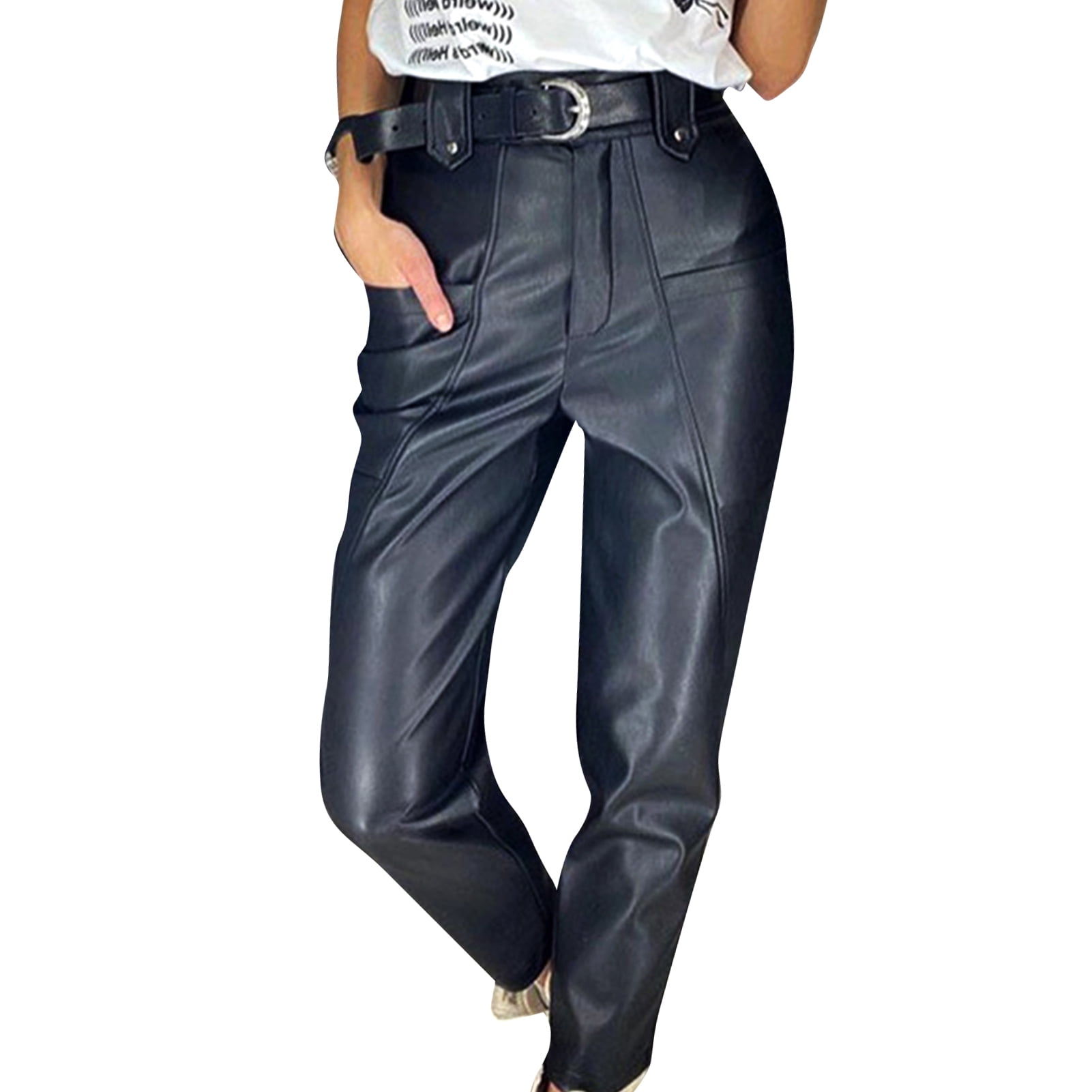 Romacci Women PU Leather Pants Side 