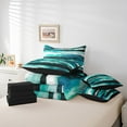 YST Teal Watercolor Bedding King Size 7 Pieces Ombre Oil Painting Bed