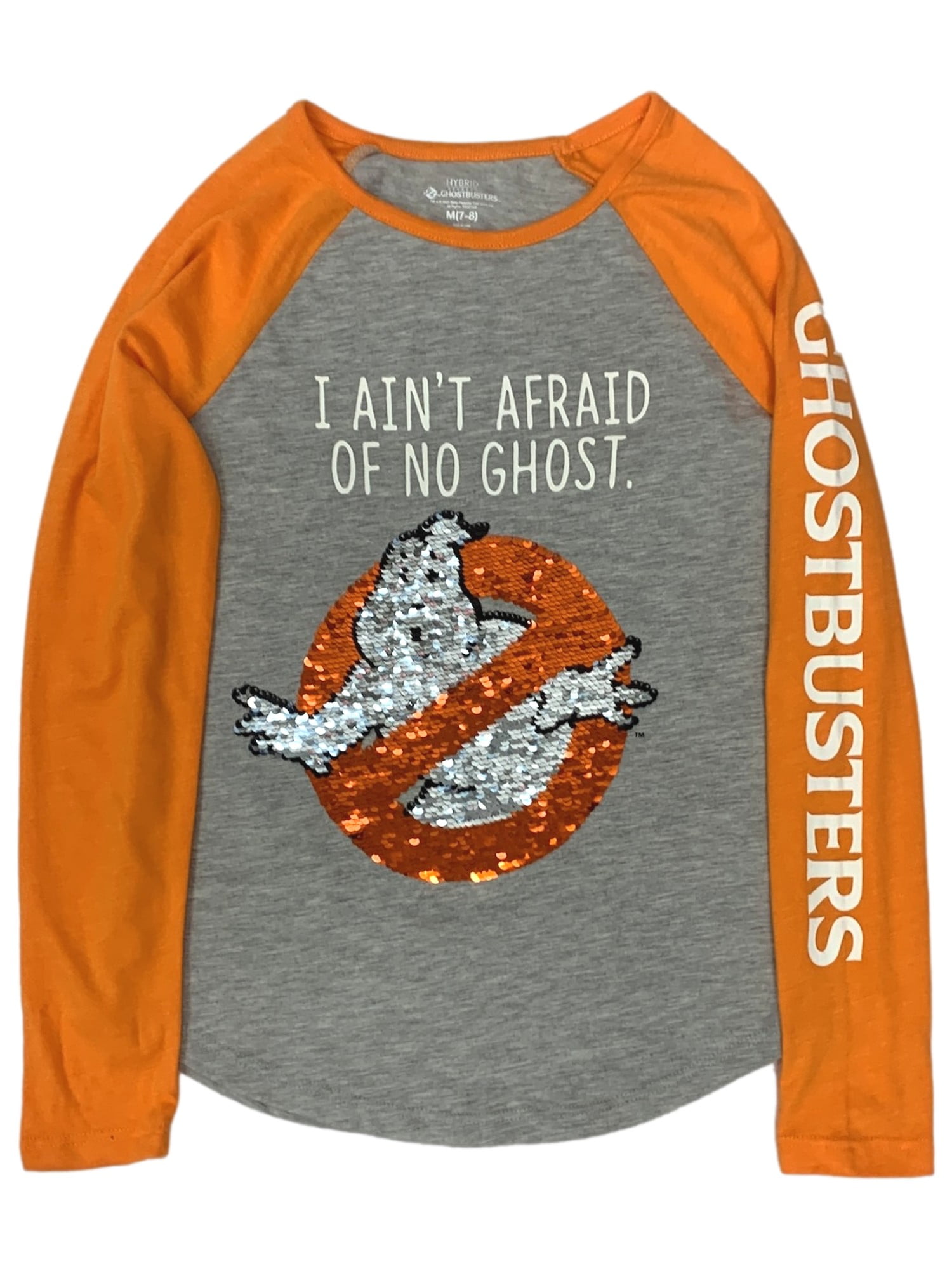 Ghostbusters Girls Gray Flip Sequin Ghost Buster T Shirt Tee Shirt Medium 7 8 Walmart Com