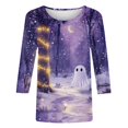thumbnail image 5 of Enjoytime Halloween Tops for Women Ghost Printed Crew Neck 3/4 Sleeve Shirts Plus Size Fashion Vintage Funny Casual Tees, 5 of 5