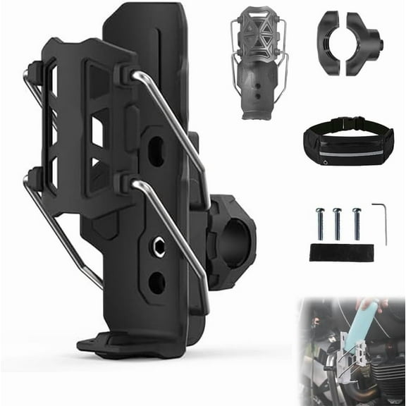 Adaptive Cycling Bottle Holder, 360 Degree Rotating Motorcycle Bicycle Water Bottle Holder, Adjustable Automatic Clamping Mechanism, Handlebar Crash Bar Mount Cup Cage, 2'' - 3'' Cup