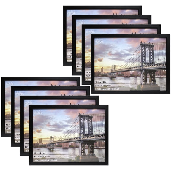 Studio Decor 18" x 24" Black Flat Picture Frame - Includes Pre-attached Hanging Hardware, Horizontal or Vertical Display - Bulk 8 Pack