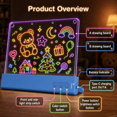 thumbnail image 4 of TOKKY Kids LED Glow Drawing Tablet, 3600mAh Rechargeable Light Up Doodle Board with Front & Rear Lights, 3 Brightness Levels & Stand,Blue, 4 of 6