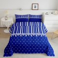 thumbnail image 2 of Castle Fairy Retro Vertical Stripe King Size Comforter Sets 3pcs,Minimalism Heart Dot Comforters King Size,Royal Blue White,Reversible,1 Comforter and 2 Pillowcases, 2 of 6