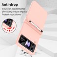 thumbnail image 3 of MonsDirect for 6.7 inch Samsung Galaxy Z Flip 3 5G 2021 Case with A Capacitance Pen, Two Hinge Protection Hard PC Back Anti-Drop Shockproof Full Coverage with S Pen Holder for Galaxy Z Flip 3, Pink, 3 of 7