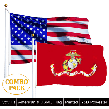 2 Flags United States Marine Corps Flag & 3 American USA Officially Licensed