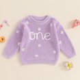 thumbnail image 2 of BemeyourBBs Baby Girl First Birthday Outfit One Embroidery Sweater Pullover Oversized Knit 1st Birthday Winter Cute Clothes, 2 of 7
