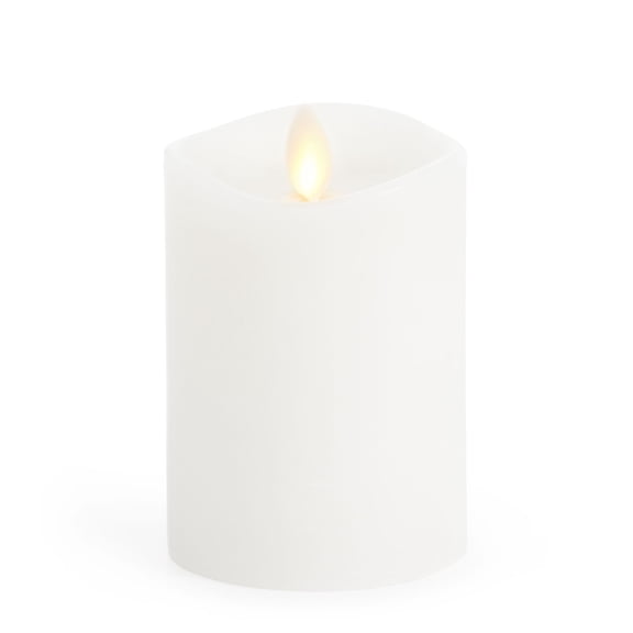 Luminara - White Flameless Candle Pillar - Melted Top Unscented - 3.5" x 5.5"