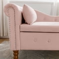 thumbnail image 6 of LEHZROAJ Velvet Chaise Lounge Indoor with Storage, Tufted Lounger Chair with Support Pillow, Long Sleeper Sofa for Bedroom, Living Room, Pink, 6 of 12