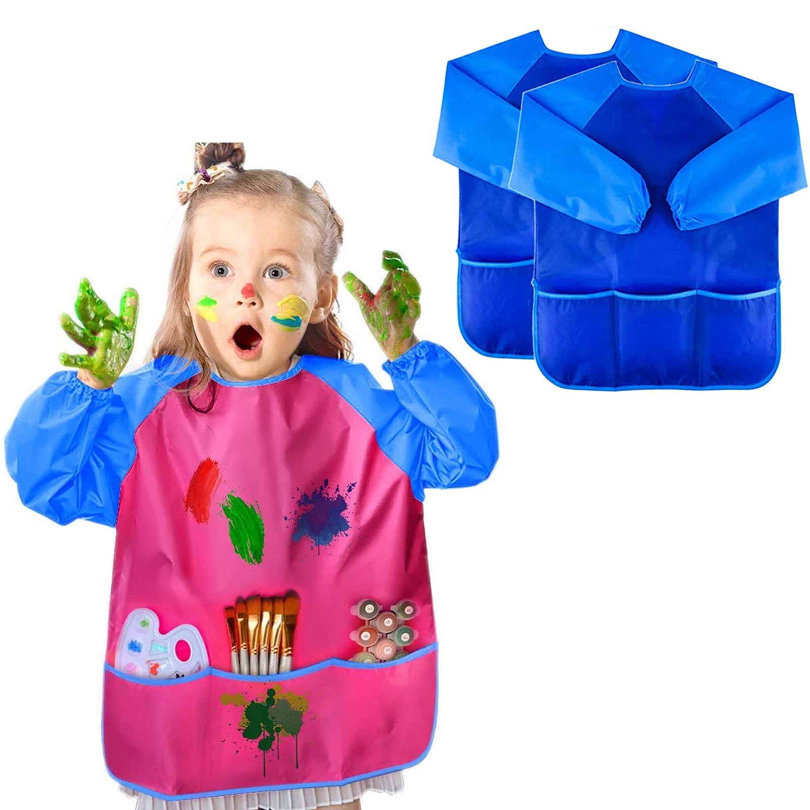 Bobasndm 2 Pack Kids Art Smocks Waterproof Kids Painting Aprons Toddler Art Smock Kids Paint