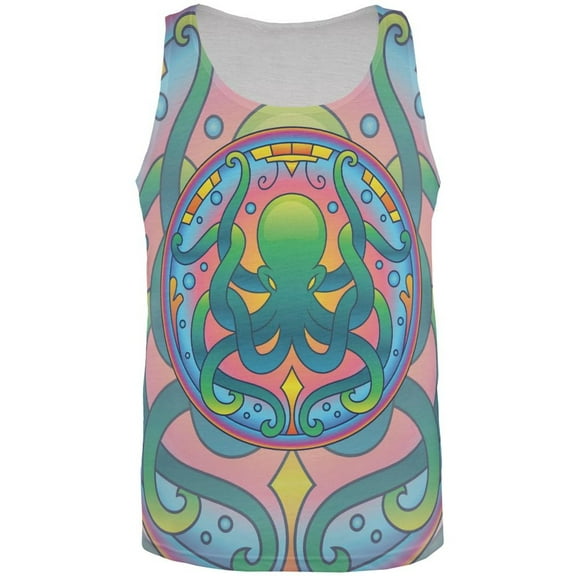 Mandala Trippy Stained Glass Octopus All Over Mens Tank Top Multi LG