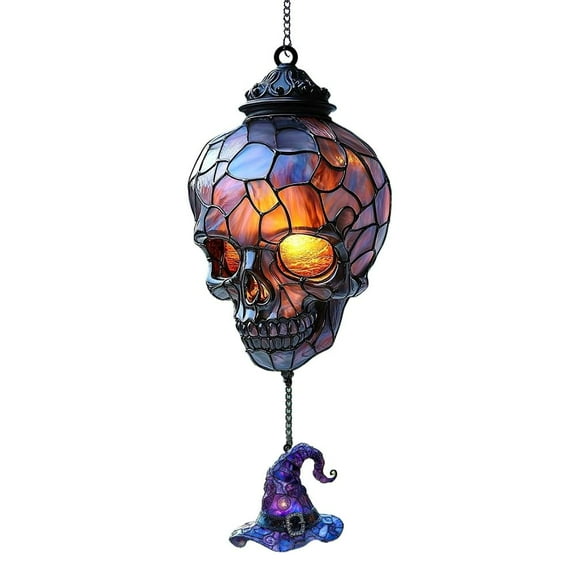Vintage Gothic Skull Sun-catcher - Acrylic Stained Glass Window Hanging Decoration, Spooky Halloween Horror Decor for Home Wall Kitchen Garden, Creative Gift for Gothic Decor Lovers