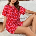 thumbnail image 4 of "Wukai Red Love Heart Women's Pajama Set - Short-Sleeve Top and Shorts with Elastic Waistband and Pockets for Loungewear, Yoga, and Casual Wear-4X-Large, 4 of 8