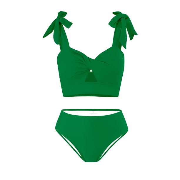 Traje de baño para mujer, traje de baño con tirantes de color liso para mujer, conjuntos de bikini de moda, trajes de baño para mujer