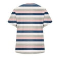 thumbnail image 4 of Women's Summer T-Shirts Fashion Color Block Striped Print Shirts Large Size Loose V-neck Blouses Short Sleeve TShirt Pullover Top, 4 of 6