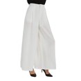 thumbnail image 2 of Women High Waist Casual Wide Leg Long Palazzo Pants Trousers Regular Size White XXXL, 2 of 7