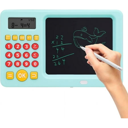 Math Games for Kids Ages 5 6 7 8, LCD Writing Tablet for Kids Educational Math Learning Games, Birthday Gifts for Boys Girls (Blue)