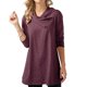 thumbnail image 4 of Puntoco Blusas sueltas casuales de color sólido con cuello en V y manga larga para mujer Puntoco Puntoco-7435, 4 of 9
