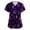 Purple, variant on Halloween Costume Scrubs for Women - V-Neck Side-Slit Printed, Pockets, Short Sleeve Medical Uniform, Cute Nurse Workwear,Beige M