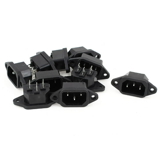10 Pcs IEC-320 C14 Male PCB Mount Panel Power Inlet Connector  250V 10A