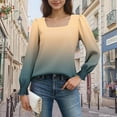 thumbnail image 3 of Craaazy Shirts For Women Square Collar Pullover Winter Daily Printed Loose Long Sleeve Puff Sleeve Tops Casual Stretchy Blouse Womens Tops, 3 of 6