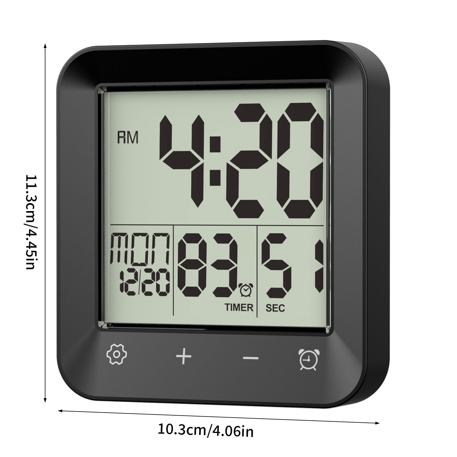 Bathroom Clock Kitchen Wall Clock with LCD Screens Shower Clocks with Suction Cup,Temperature Calendar Water Resistant
