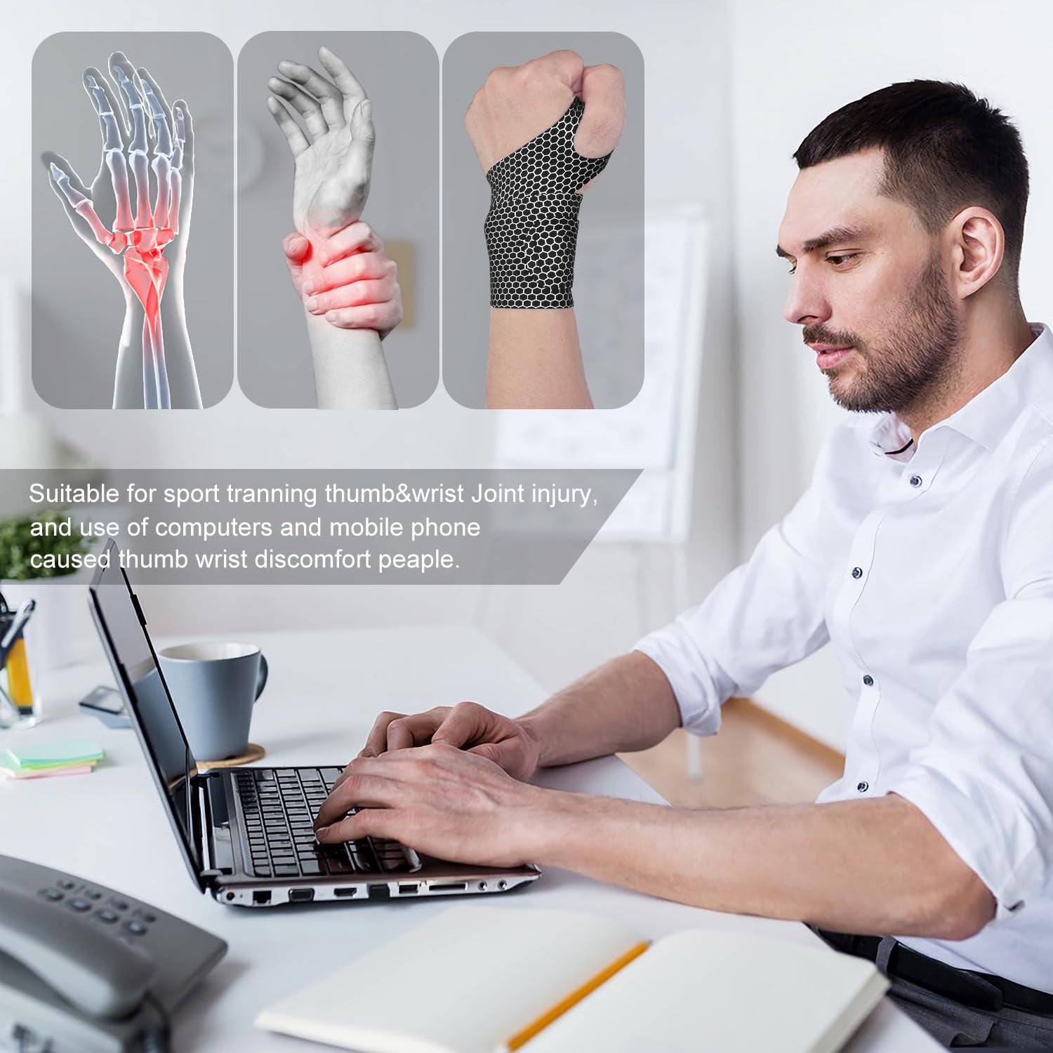 Lightweight Wrist Guard for Sprains, Mouse Hand Syndrome & Fitness | Unisex Black