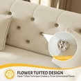 thumbnail image 6 of FFH 100" Sleeper Sofa, Pull Out Sofa Bed King Size, Oversized Velvet Couch with Flower Tufted Design for Living Room, Beige, 6 of 15