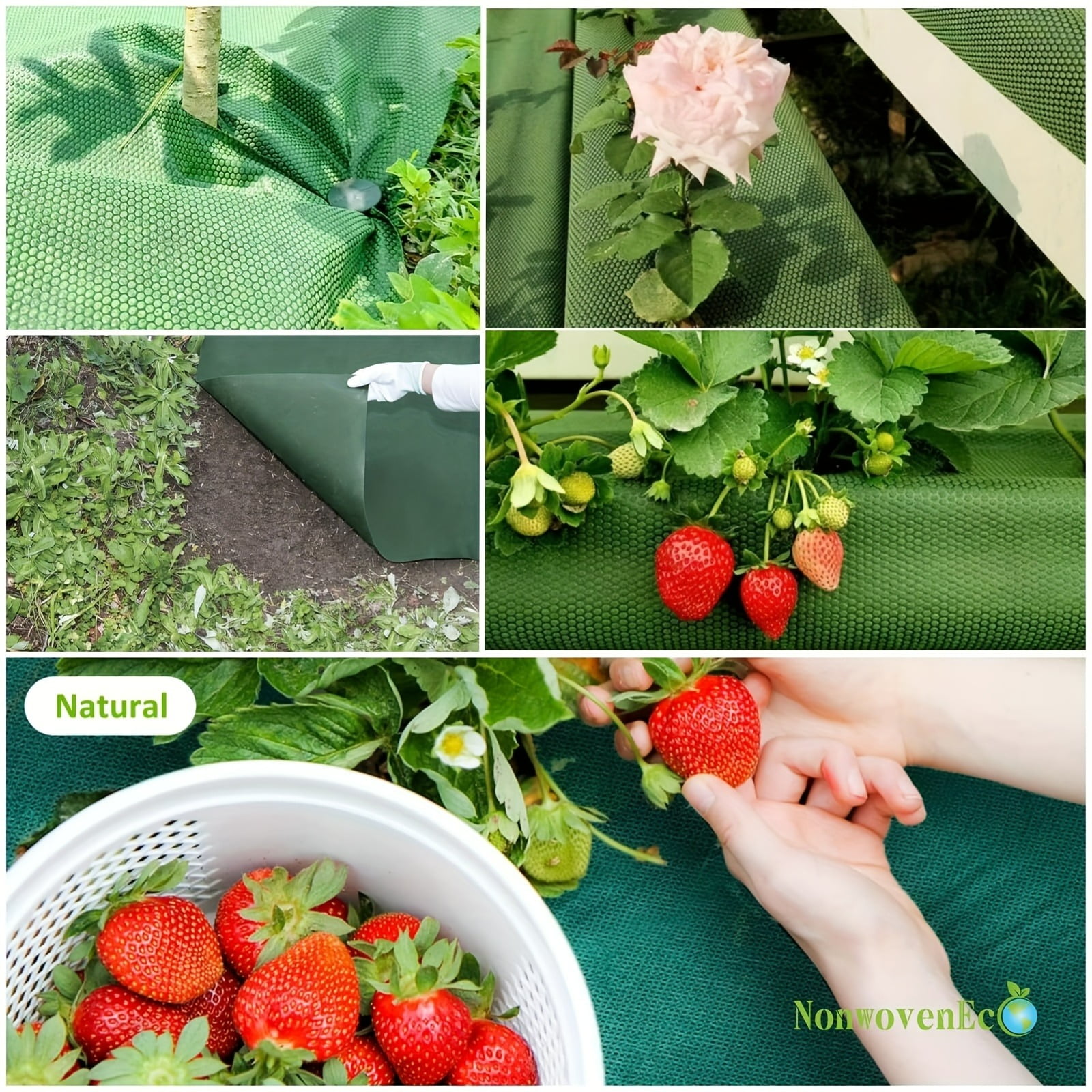 VividGarden Perforated Weed Barrier Fabric, Double-Layer Thickened, Breathable, Green, 1 pack, 32.8 ft x 3.28 ft