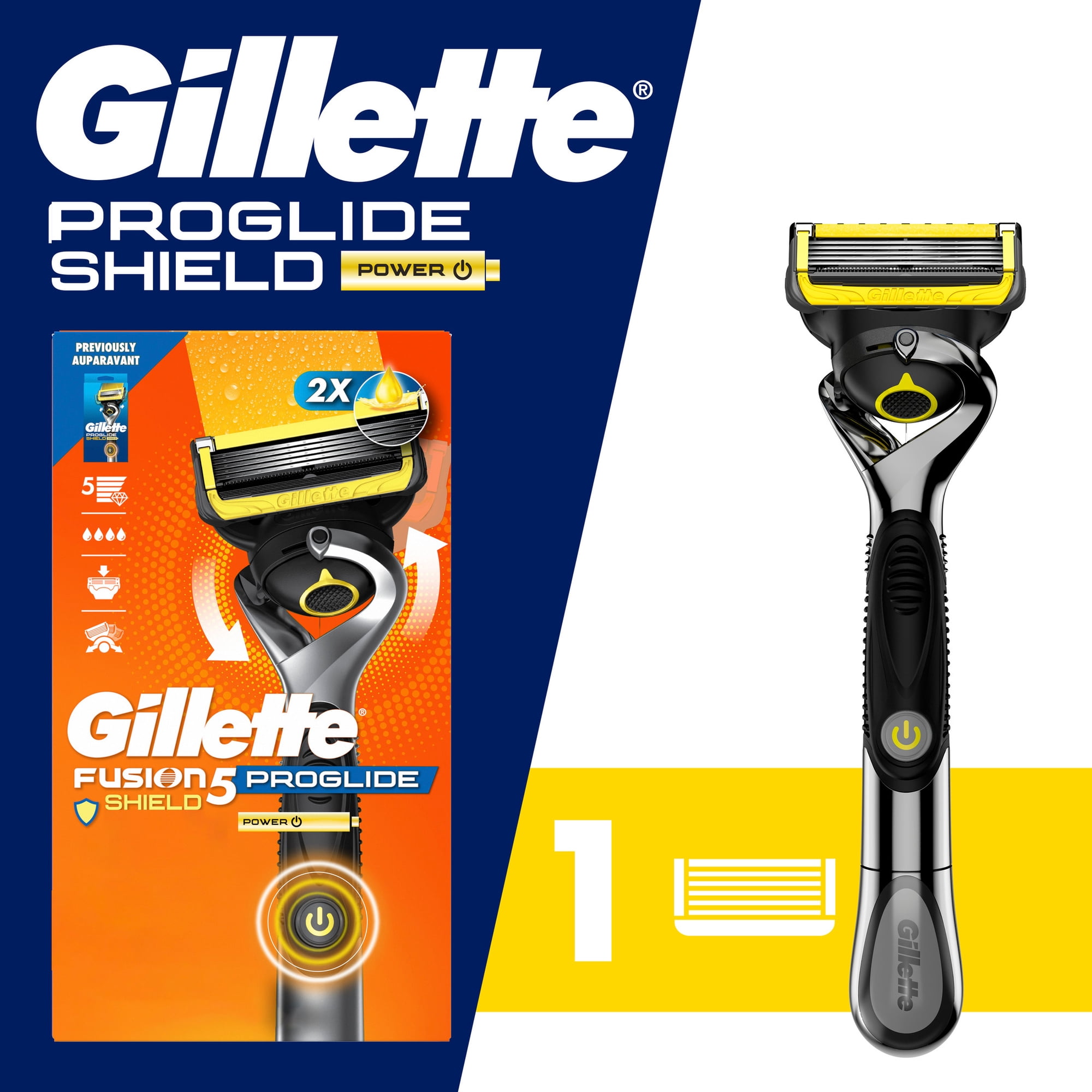 Gillette Fusion5 ProGlide Shield Power Men's Razor Handle With 1 Blade Refill