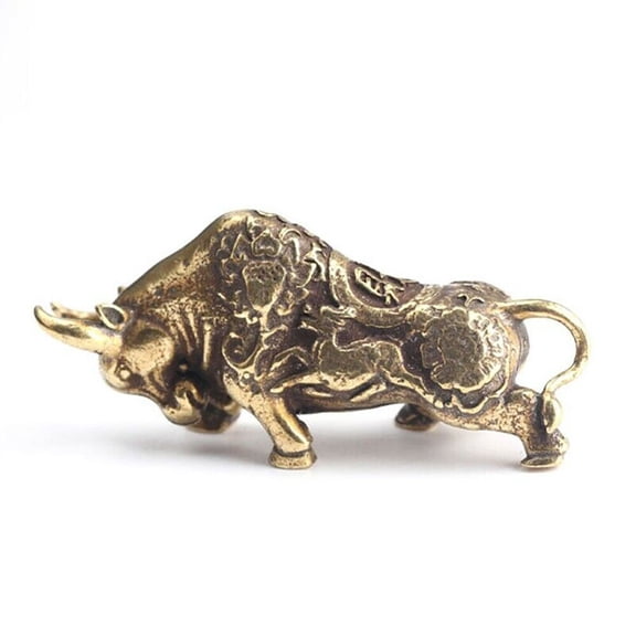 Small Solid Brass Bull Figurine Bull Statue House Ornament Animal Figurines
