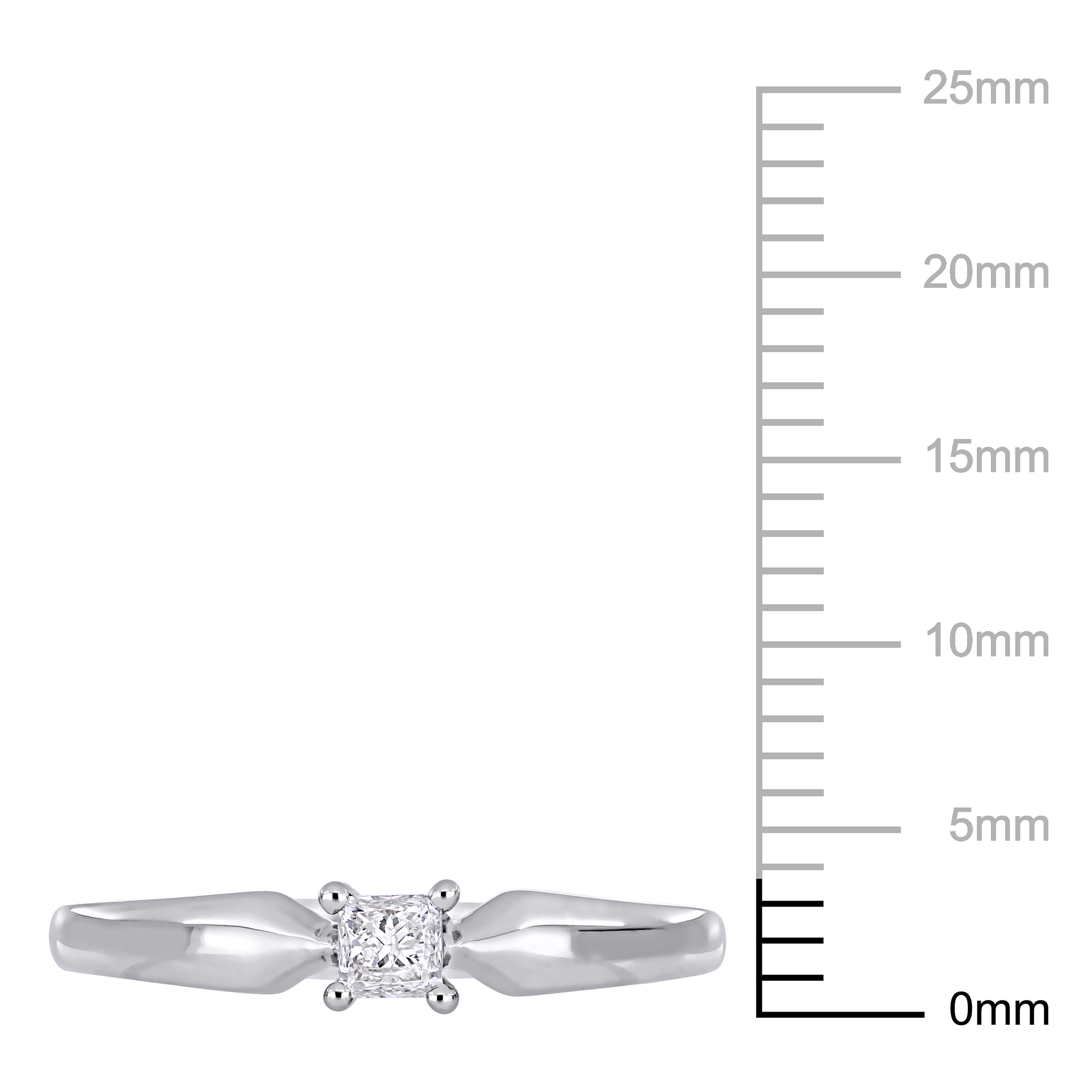 Miabella Women's 1/5 Carat T.W. Princess-Cut Diamond 10kt White Gold Solitaire Engagement Ring - image 2 of 7