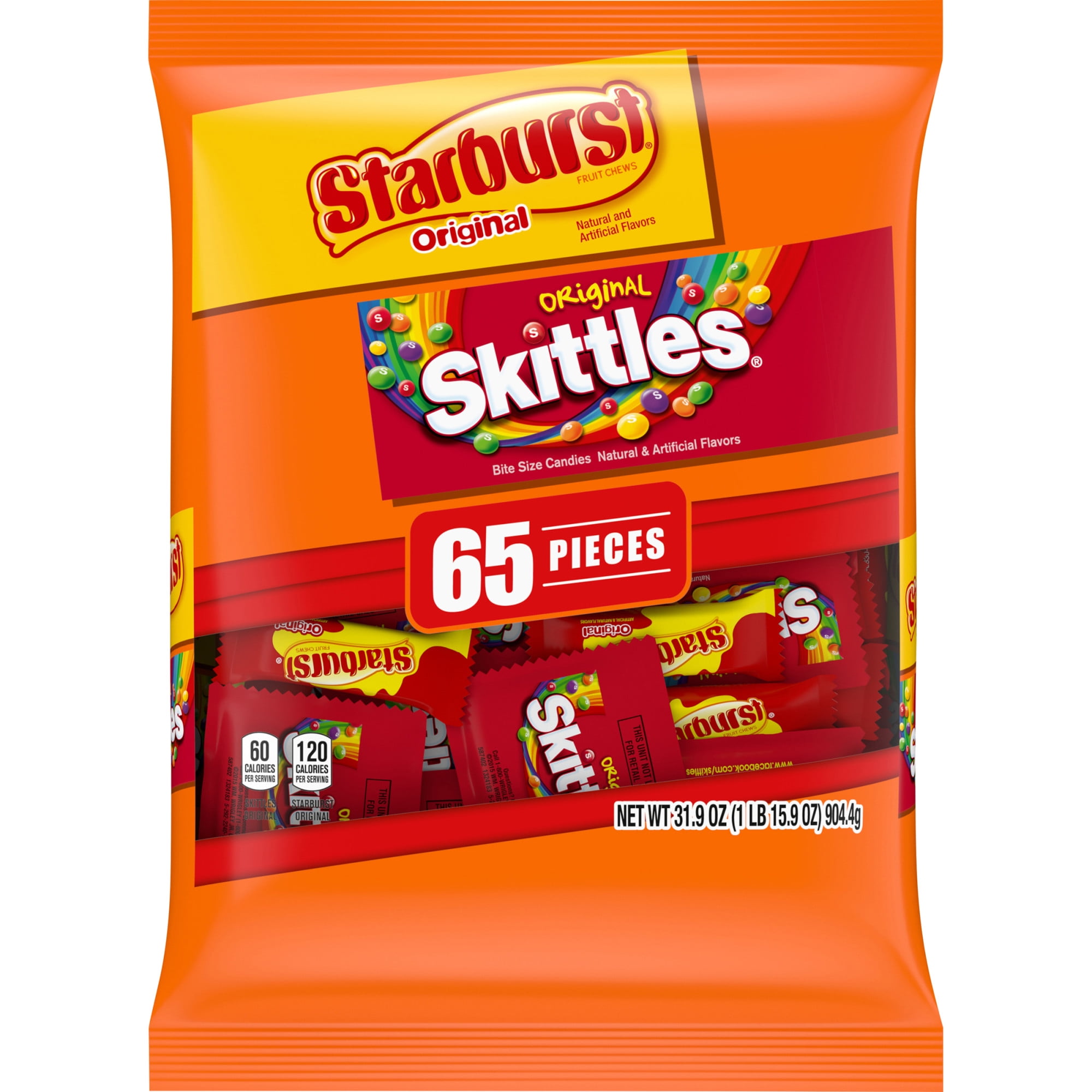 Skittles & Starburst Fruity Candy, Fun Size Variety Mix Bag, 31.9 Oz