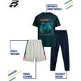 thumbnail image 2 of Pro Athlete Boys Pants Set 3 Piece Graphic Tees Athletic Shorts and Jogger Sweatpants 3 Piece Set, 2 of 5