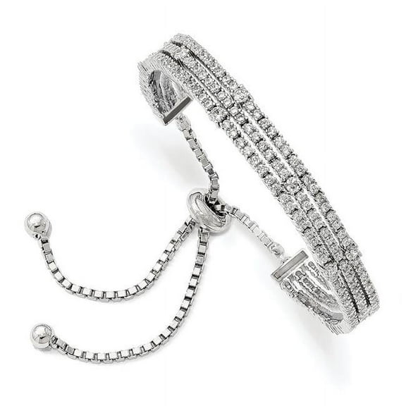 Primal Silver Sterling Silver Rhodium-plated Cubic Zirconia 5-9 Inch Adjustable Bracelet