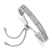 Primal Silver Sterling Silver Rhodium-plated Cubic Zirconia 5-9 Inch Adjustable Bracelet
