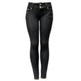 thumbnail image 4 of Womens Juniors slime Stretch Denim Rhinestone Studded Black / Blue JEANS U-Cute, 4 of 4