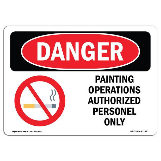 SignMission OS-DS-A-1218-L-1921 Signal de Danger OSHA 12 x 18 Po - Opérations de Peinture Autorisées