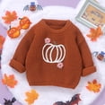 thumbnail image 4 of CXYYY Toddler Girls Halloween Sweaters Cute Pumpkin Knitted Graphic Tops Warm Comfort Pullover for Kids Fall Winter Clothes (Brown 9-12 Months), 4 of 5