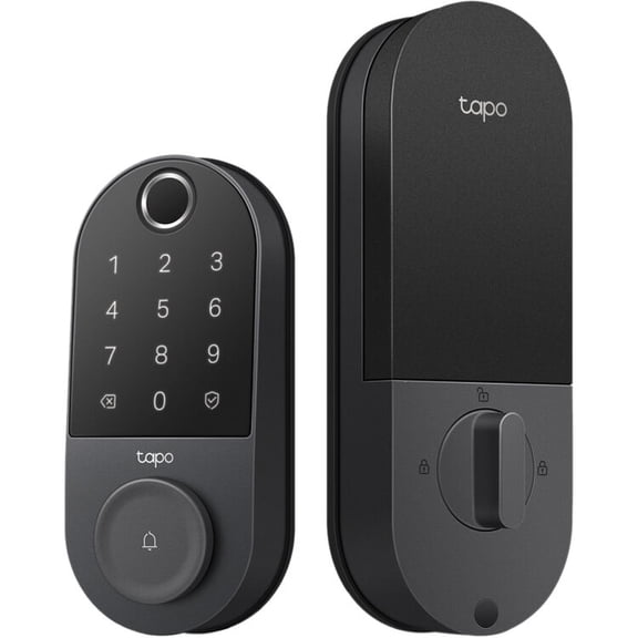 TP-Link - Tapo DL110 Smart Wi-Fi Deadbolt Lock - Lock/Unlock using Keypad, App, or Fingerprint Recognition - Replaces Most Locks - Black