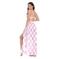 thumbnail image 3 of FORMRS Womens Long Sarong Beach Wrap Semi-Sheer Bikini Skirt Bathing Swimsuit Cover Up, Pink Checkered Heart, 3 of 7